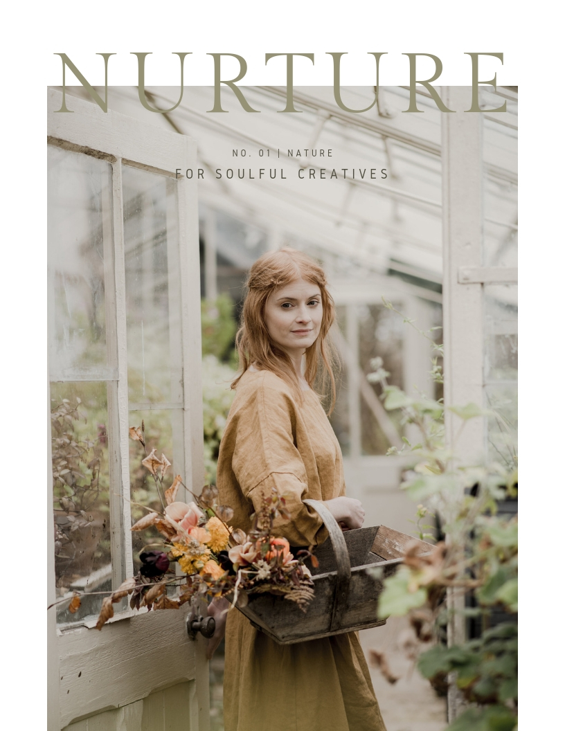 Nurture Magazine cover in hygge rituals blog post by botanical illustrator Charlotte Argyrou