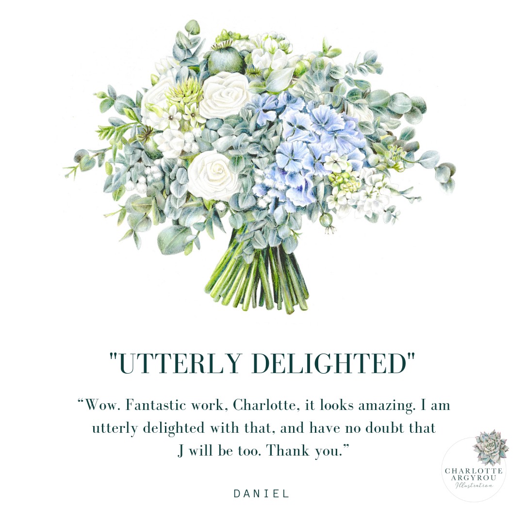 Wedding Bouquet Illustration Service by botanical illustrator Charlotte Argyrou